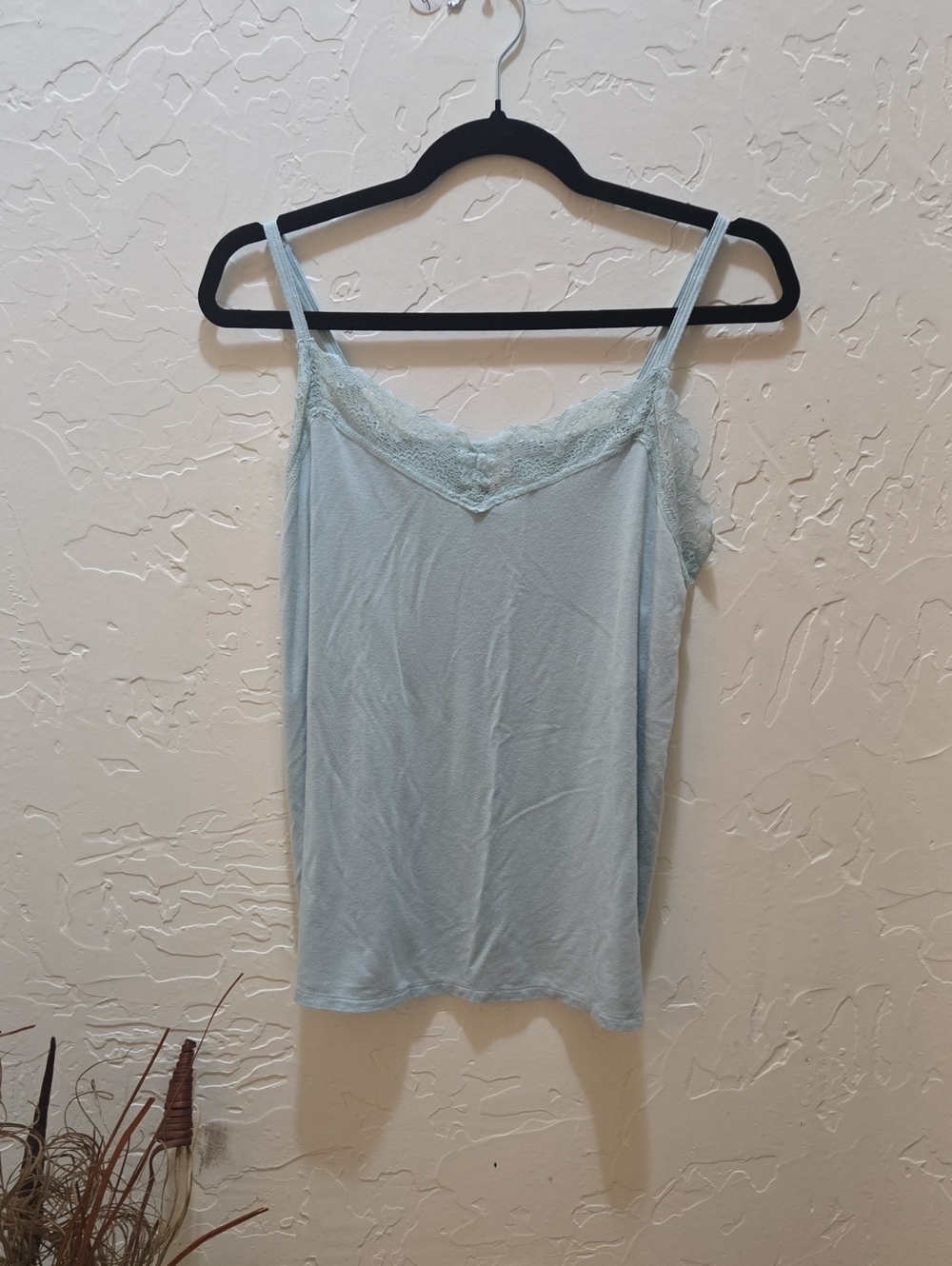Light Blue Lace-Trim Cami Tank Top